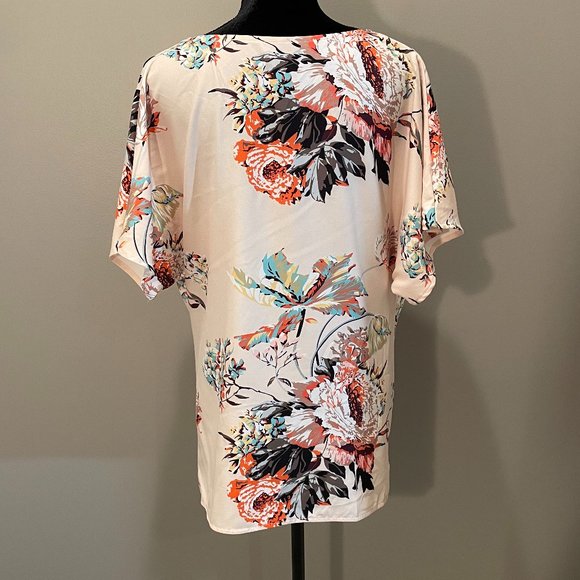 D'Bella Womens 1/2 Sleeve Faux Wrap Floral Print Tunic Top sz L - Picture 6 of 6